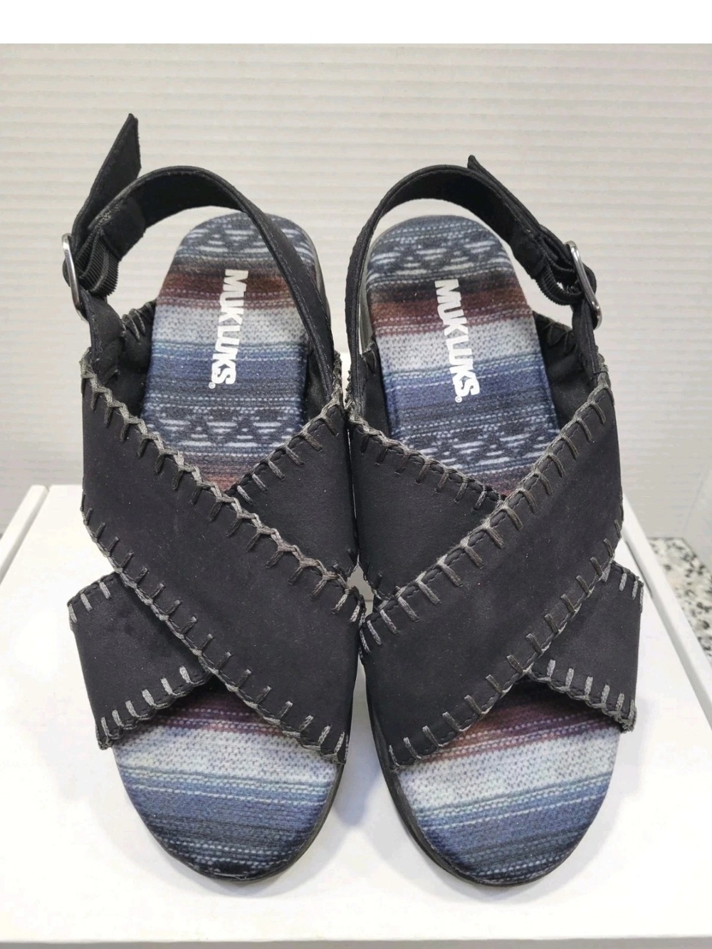 Muk Luks Black Crisscross Women's Sandals